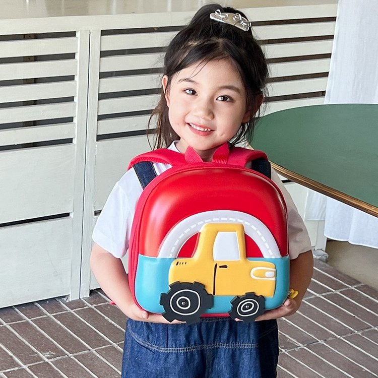 Cute excavator schoolbag, cartoon schoolbag, backpack, breathable and waterproof diving material, kindergarten schoolbag full figure