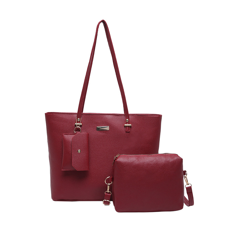 Korean style simple large-capacity tote bag 2025 Spring New fashionable commuting handbag, quality three-piece set single-shoulder bag Item Picture