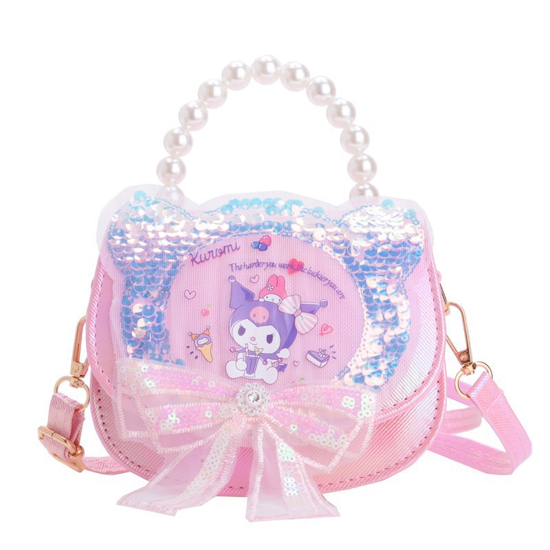 2025 Cartoon Aisha Children's Sequined single-shoulder Bag for Little Girls, Cute Kulomi Pearl Handbag, crossbody small bag Item Picture