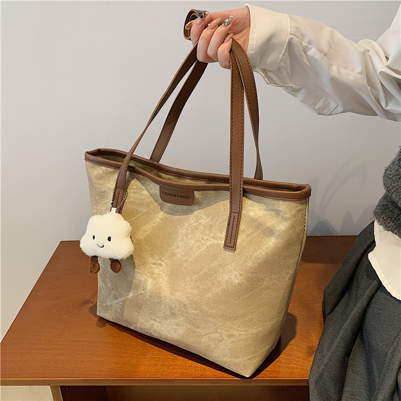 Cross-border retro tote bag, women's winter 2024 new style fashionable Korean Tote bag, casual large-capacity single-shoulder bag full figure
