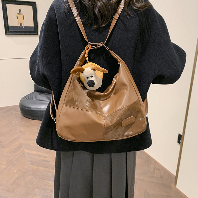 New autumn/winter 2024 trendy women's single-shoulder bag, large-capacity, high-quality commuting backpack, solid color soft surface crossbody bag Specification drawing