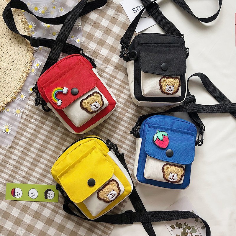 ins cute little bag Women's Bag 2020 New trendy fashion canvas bag Summer fresh and cute girl crossbody bag full figure