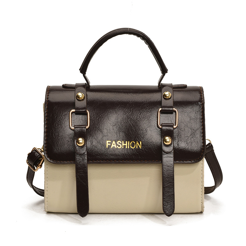 Cross-border new 2025 Korean style trendy single-shoulder crossbody bag, simple and elegant hand-held bag, retro postman small square bag for women Item Picture