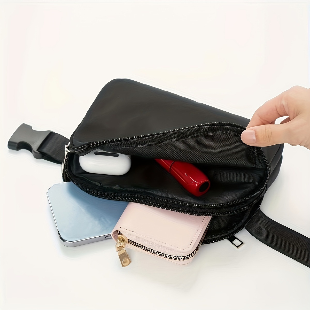 The new LULU-style cross-border waist bag, nylon waterproof chest bag, outdoor sports, running, mobile phone bag, versatile, crossbody for both men and women Specification drawing