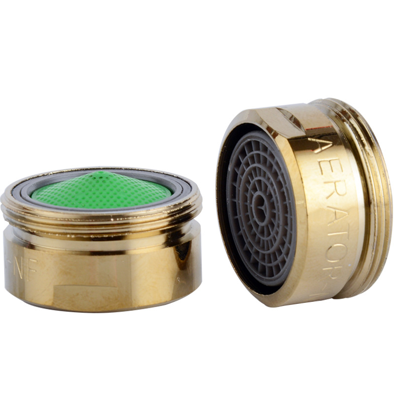 Gold 24mm external thread filter foaming device, kitchen basin faucet copper shell anti-splash spout foaming device wholesale Item Picture