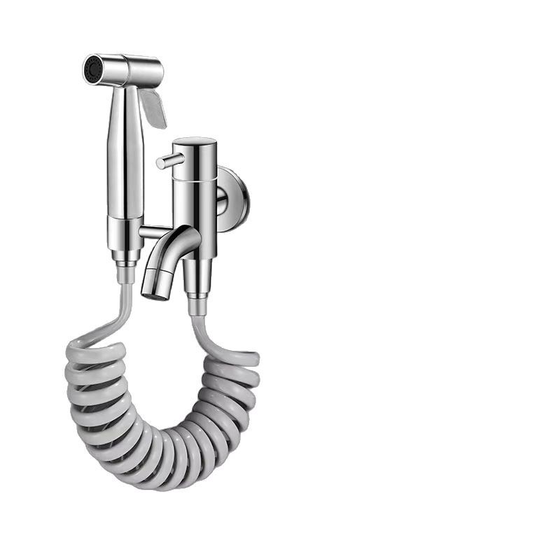 Bathroom spray gun, faucet, toilet, high-pressure water gun, bathroom one inlet and two outlets faucet with water spray gun Application Scenario