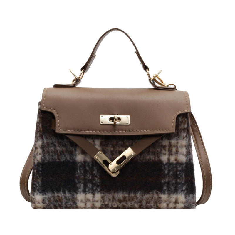 Fashionable Kelly bag, checkered casual small bag for women, 2024 new trendy and versatile ins handbag, single-shoulder crossbody bag Item Picture