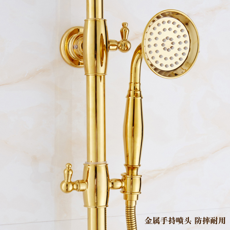 French retro full exquisite copper gold shower head set, bathroom, exposed shower head, antique home bathroom Specification drawing