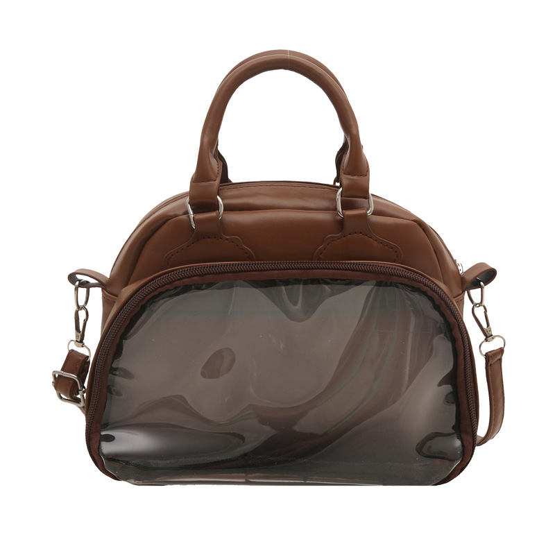 A Japanese-style comic pain bag for girls and students, a versatile single-shoulder, hand-held crossbody bag with a transparent shell texture Item Picture