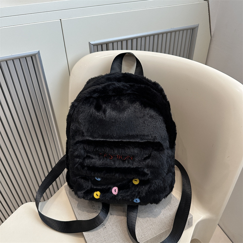 The 2024 new niche design white plush backpack is a cute and mini daily commuting fashion crossbody bag for ladies full figure