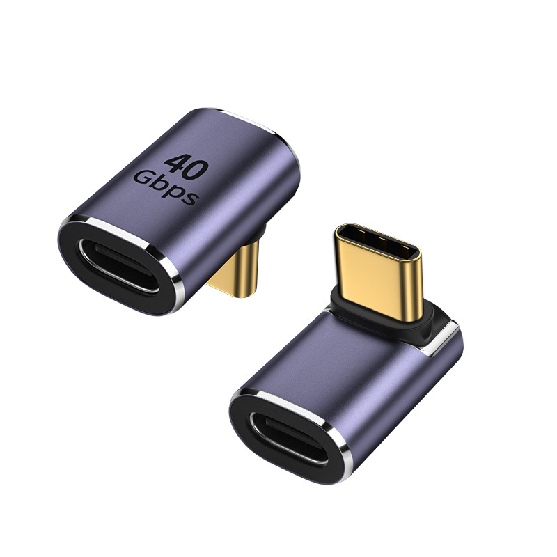 Type-c rotary type-c female adapter 40GB three-dimensional elbow is suitable for Thunderbolt 3 full-function U-shaped PD100w details Picture