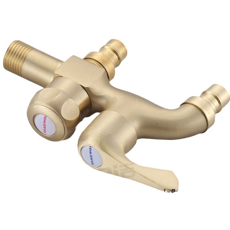 All-copper thickened washing machine faucet, household and outdoor explosion-proof and anti-freezing quick-opening copper core one-in two-out faucet Item Picture
