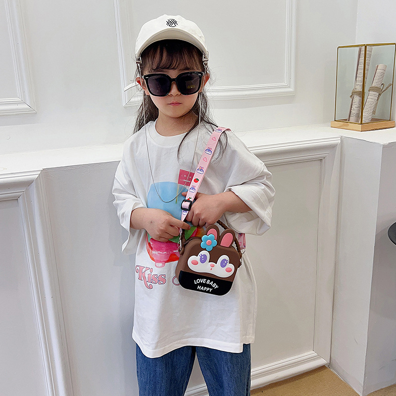 Children's silicone small bag 2023 new style single-shoulder crossbody bag, baby cute cartoon accessory bag, hand-held small square bag Specification drawing