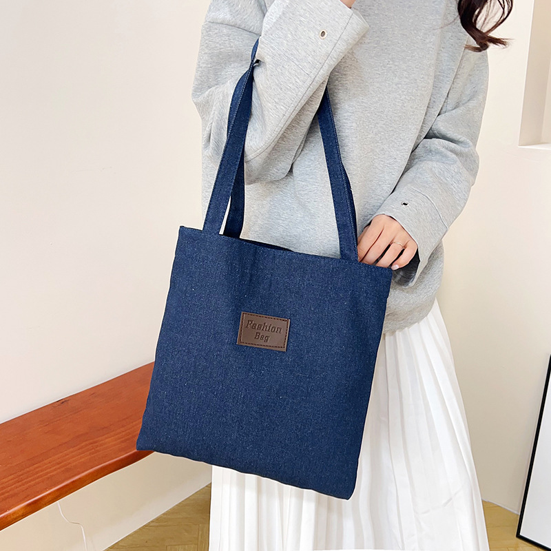 Fashionable new design denim material handbag, new women's bag, trendy and versatile shoulder bag, simple tote bag Specification drawing