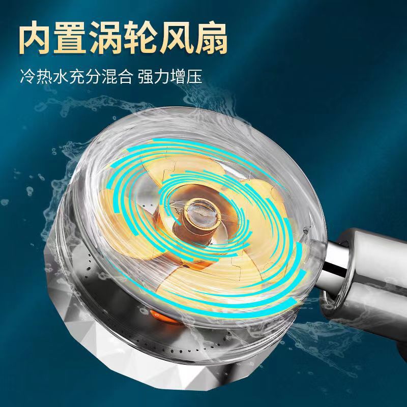 Turbocharged showerhead, pressurized spiral fan, shower head, rain shower, shower head set, handheld showerhead details Picture
