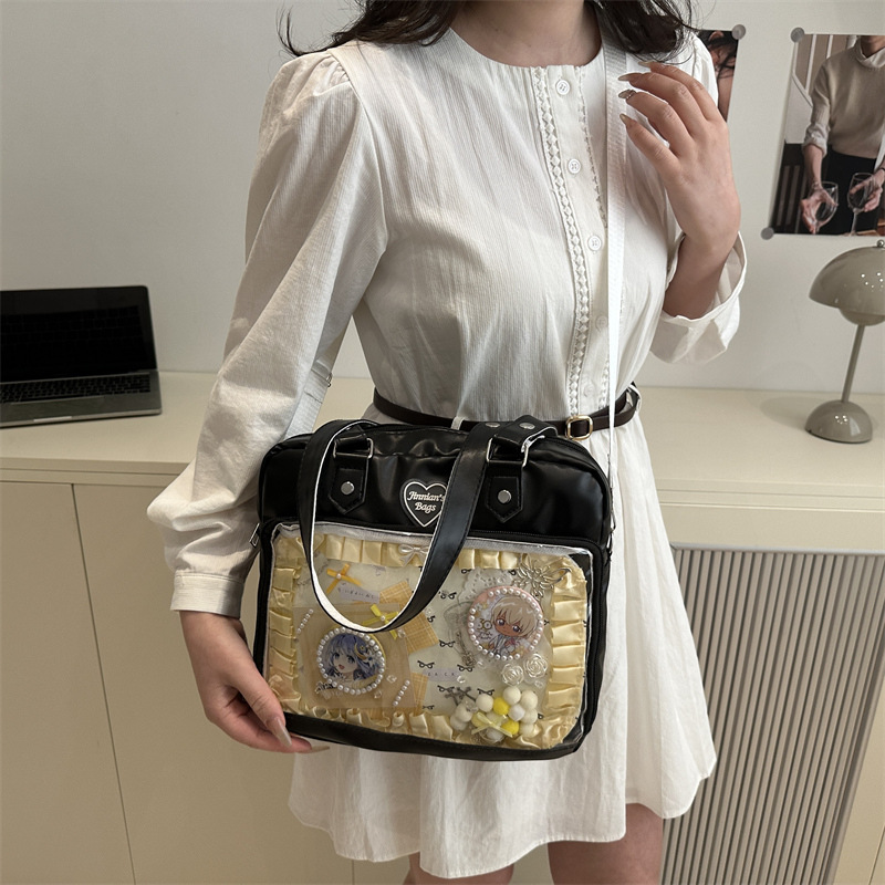 Cute bag, soft girl student bag, transparent bag, Japanese school style single-shoulder crossbody bag details Picture
