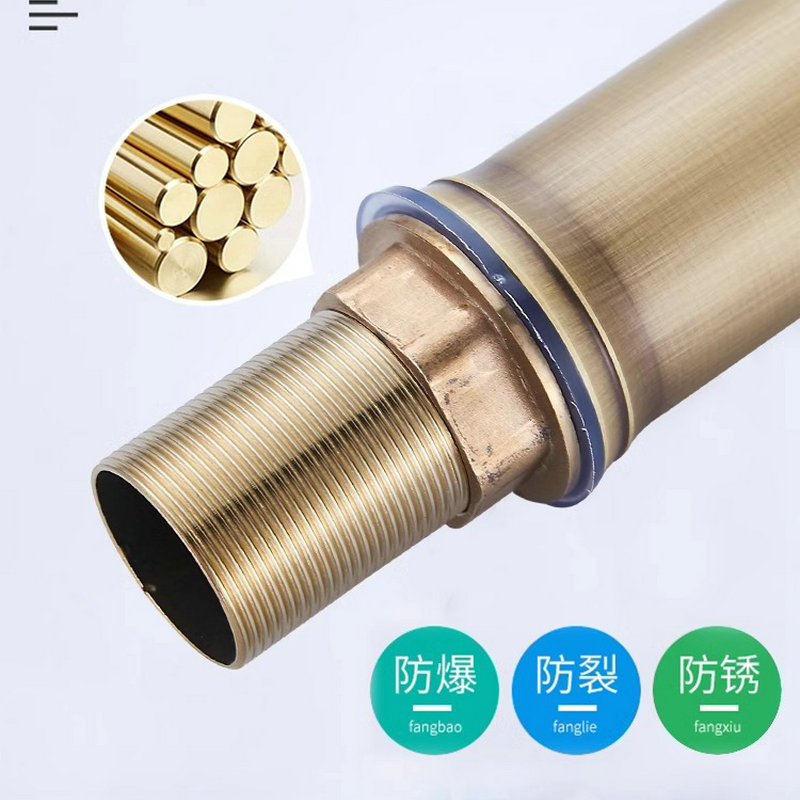European-style antique all-copper faucet, retro bamboo joint surface bathroom cold and hot water basin faucet, washbasin faucet manufacturer Specification drawing