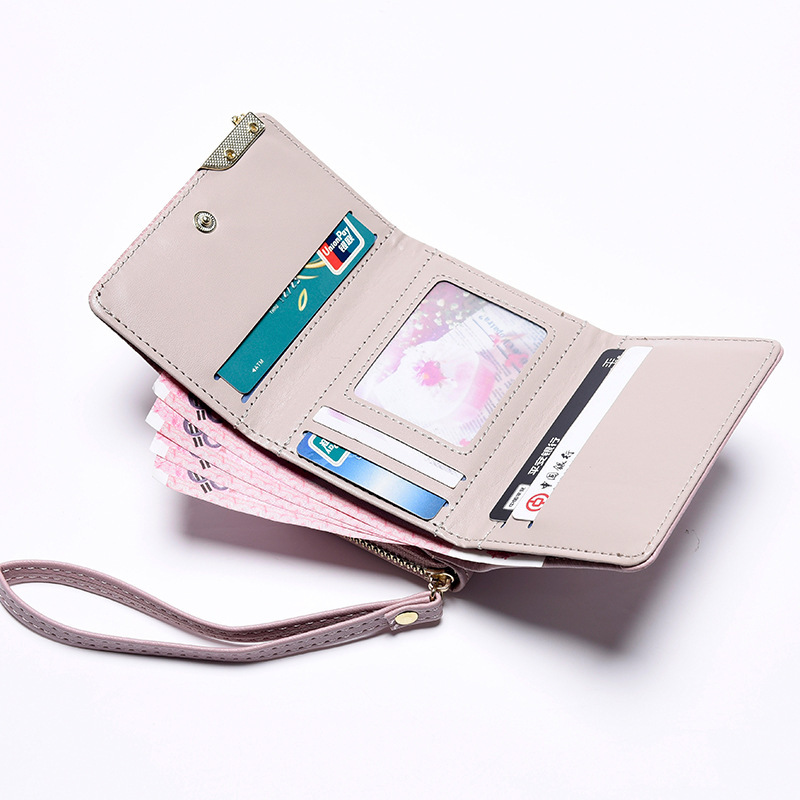 New Korean-style women's wallet, short zipper, multi-slot solid color coin purse, Wallet wholesale details Picture