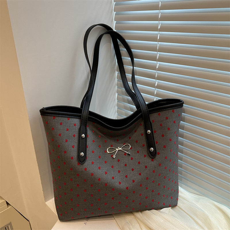 College-style canvas bag for women, 2024 new trendy Korean single-shoulder tote bag, casual large-capacity shopping bag full figure