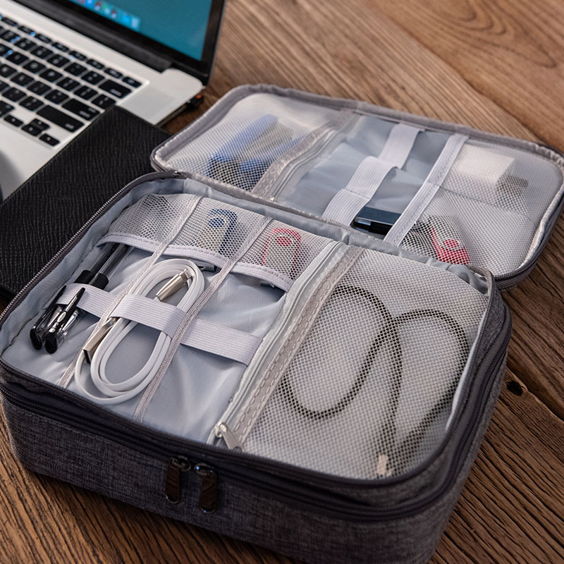 Customized Runhui three-layer digital bag, data cable storage bag, USB flash drive and headphone storage bag, finished product printing, starting from 50 pieces Item Picture