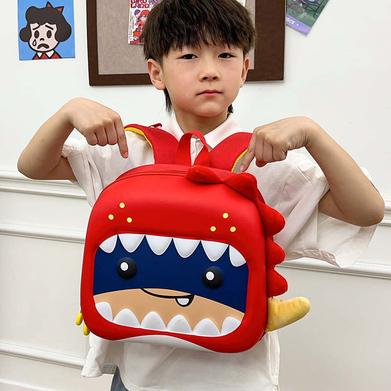 Kindergarten hard shell schoolbag, cartoon little dinosaur eggshell backpack, small and medium-sized class children's backpacks, boys' and girls' backpacks Specification drawing