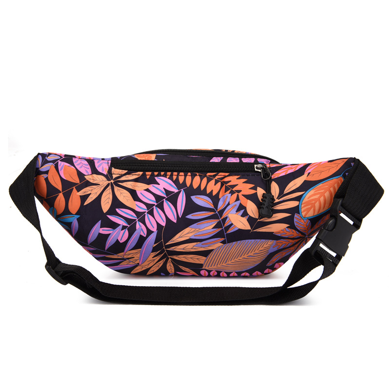 Ladies' fashionable crossbody bag, versatile leaf-patterned single-shoulder waist bag, Korean version large-capacity running sports bag Item Picture