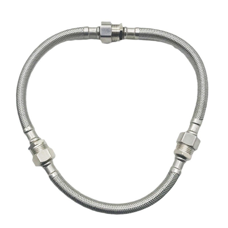 304 stainless steel wire 4-inch inner and outer thread water inlet braided hose for water heater faucet extension explosion-proof extension hose Item Picture