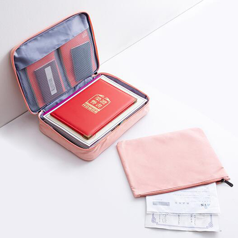 A simple, household, large-capacity, multi-functional passport, ticket, document box, certificate and household register storage bag full figure