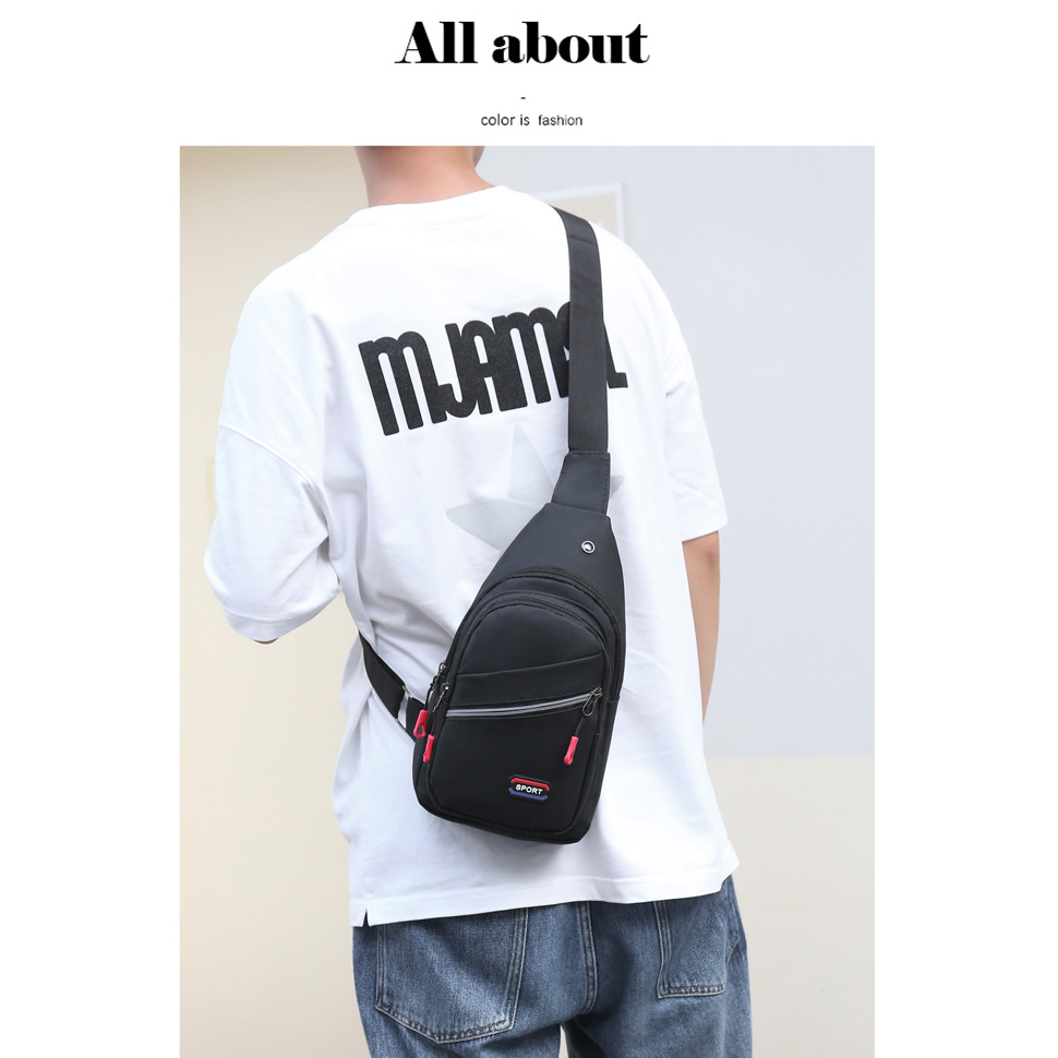 New men's high-quality waterproof nylon chest bag, simple and fashionable chest bag, large-capacity multi-layer crossbody bag, single-shoulder bag Application Scenario