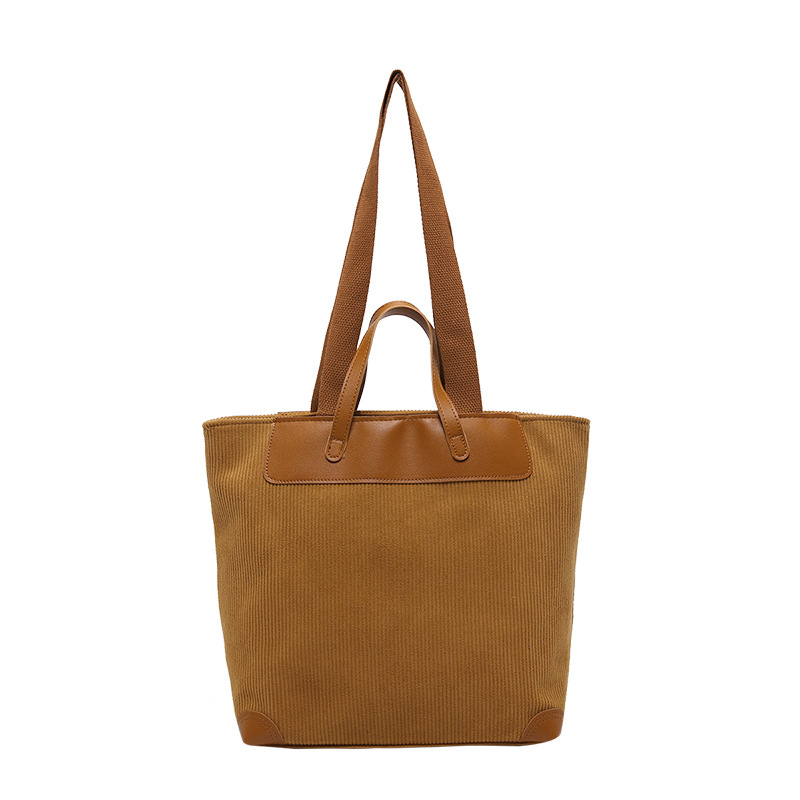 Canvas bag, women's large-capacity 2024 new autumn versatile single-shoulder bag, college student class bag, commuter tote bag Item Picture