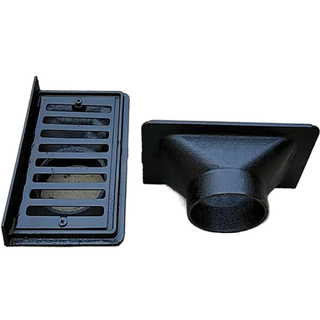 Cast iron side wall floor drain, cast iron side rainwater drain, DN50 75 100 150 200, common rectangular floor drain Item Picture