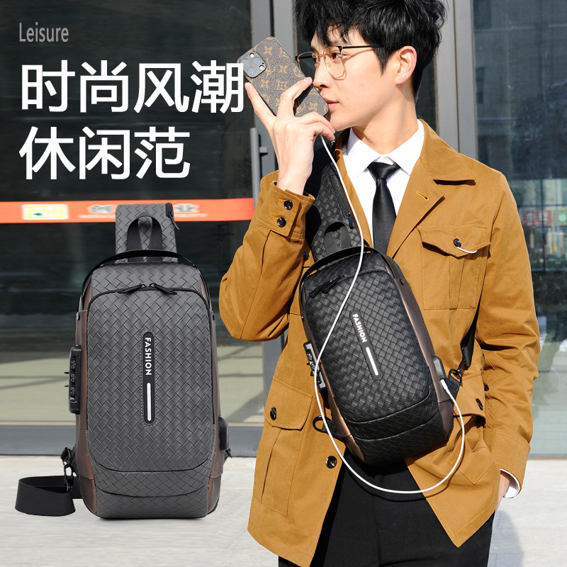 New fashionable men's chest bag, casual, sporty, versatile, simple single-shoulder crossbody women's bag, durable, anti-theft, ultra-light men's bag full figure