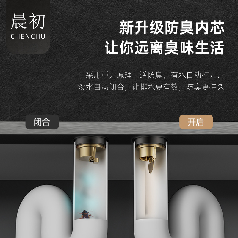 All-copper floor drain, universal large-capacity submersible bathroom shower room floor drain, anti-odor modification pipe for boats, pure copper floor drain details Picture