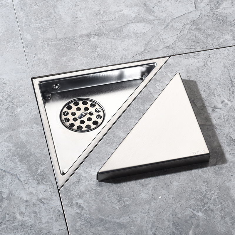 Cross-border bathroom, 304 stainless steel invisible floor drain, tiled anti-odor bathroom, shower room, triangular wall drainage Specification drawing