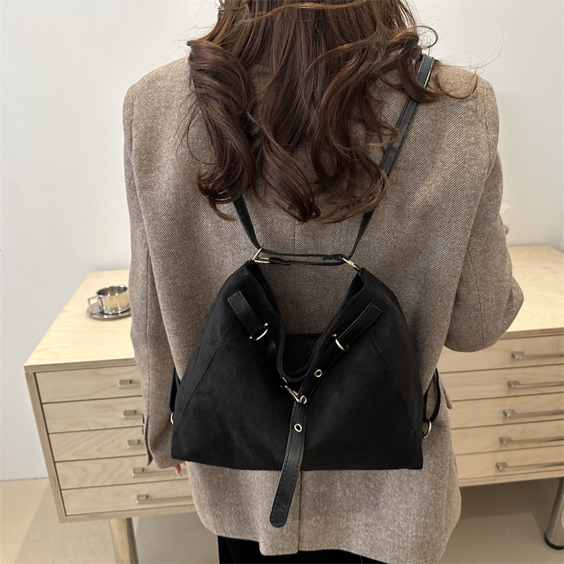 Cross-border simple large-capacity belt-decorated women's bag 2024 new style casual backpack commuter Tote bag trend Specification drawing