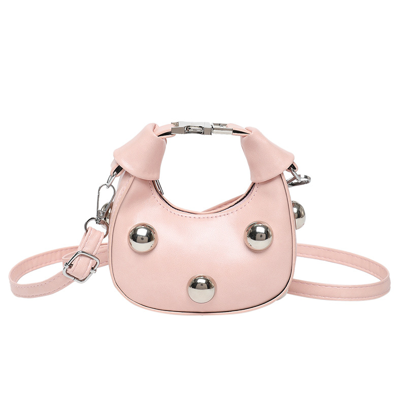 Women's bag 2025 new style European and American fashion retro willow stud mini crescent bag, niche parent-child crossbody bag, key case Item Picture
