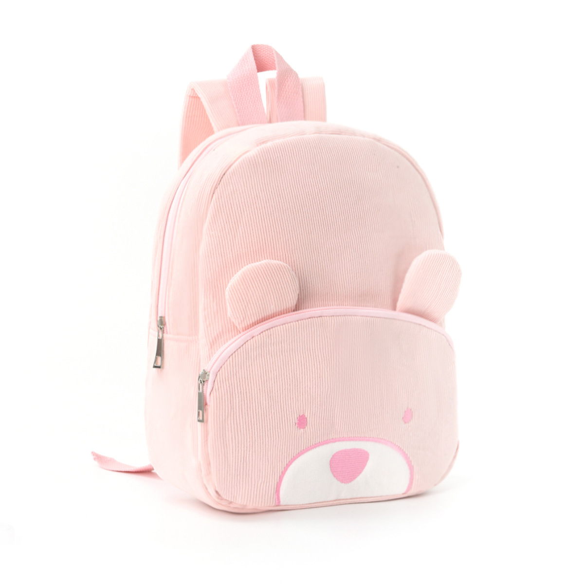 Cross-border best-selling corduroy backpacks, student casual cartoon schoolbags, large-capacity cute bear backpacks, plush bags details Picture