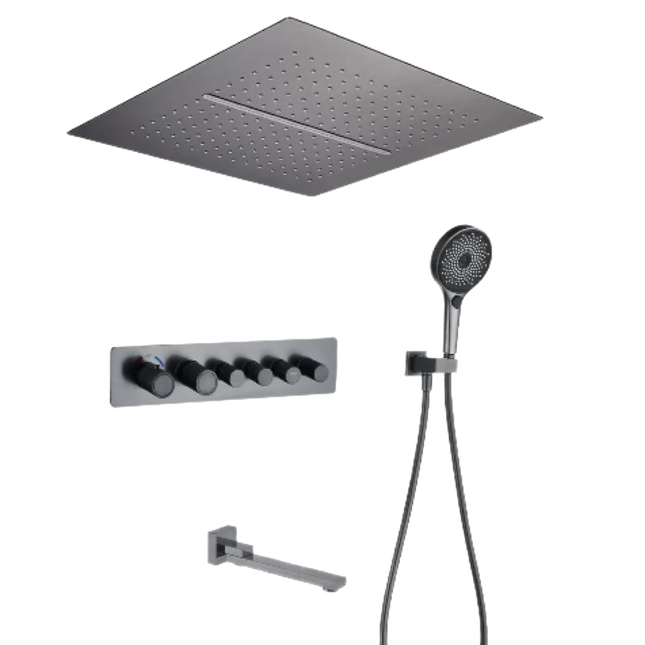 Cross-border constant-temperature rain shower waterfall hotel bathroom shower head set gun gray ceiling spray concealed built-in shower Item Picture
