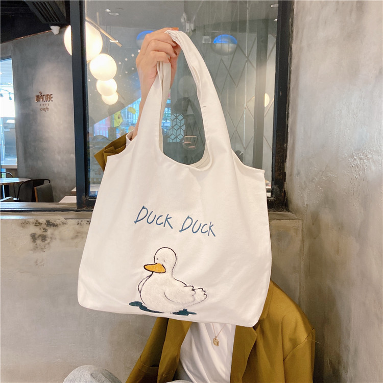 "911292 Cute Duck Japanese Cartoon Tote Bag Student Girls Large Capacity Canvas Bag Single-shoulder Bag Supply. Specification drawing