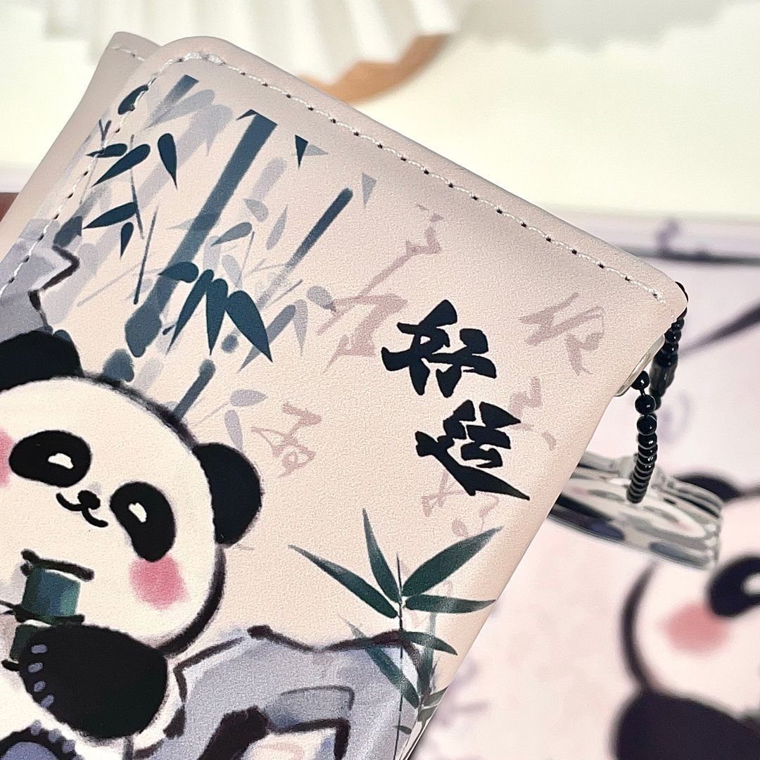 Cute cartoon wallet folding, original Chinese-style panda coin purse, 30% off wallet, new student ins style details Picture