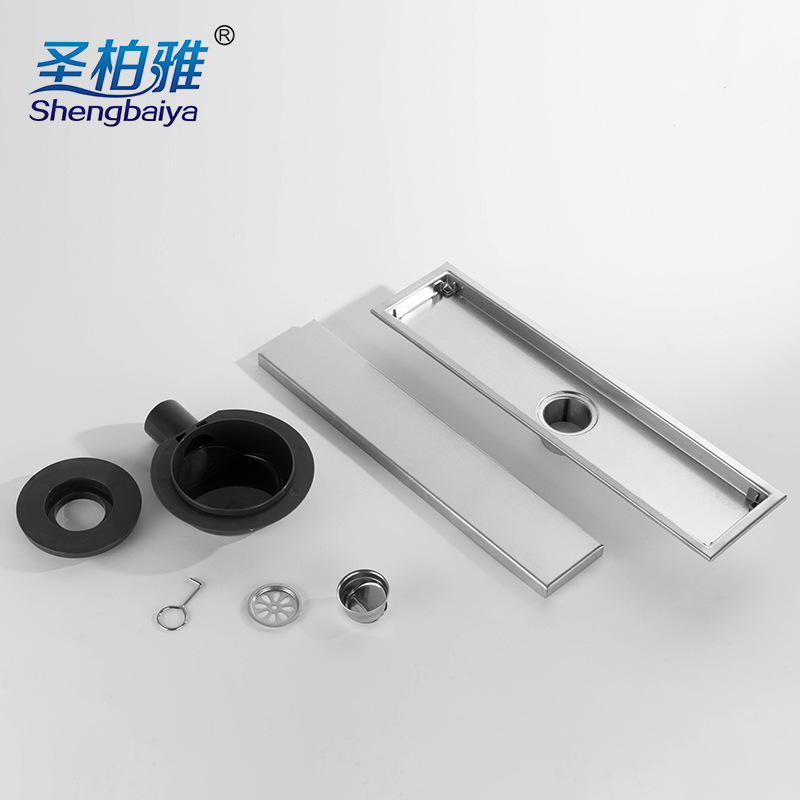 Cross-border floor drain, inlaid tiles, hidden long floor drain, bathroom shower room, 304 stainless steel anti-odor side drain Specification drawing