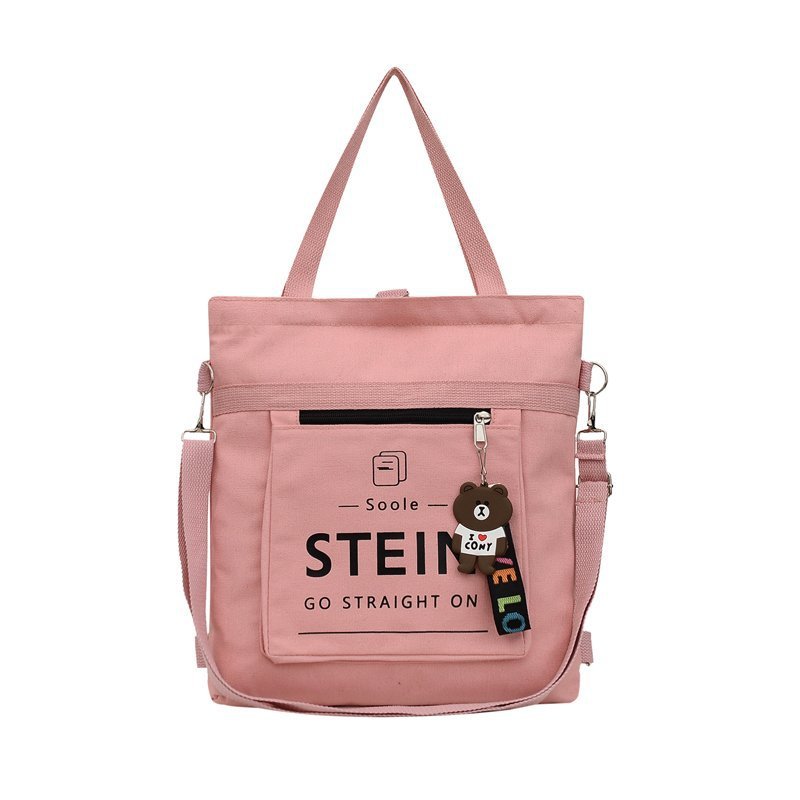 New trendy Korean style ins fashionable and cute large-capacity canvas bag, women's crossbody hand-held cloth bag, student single-shoulder bag Item Picture