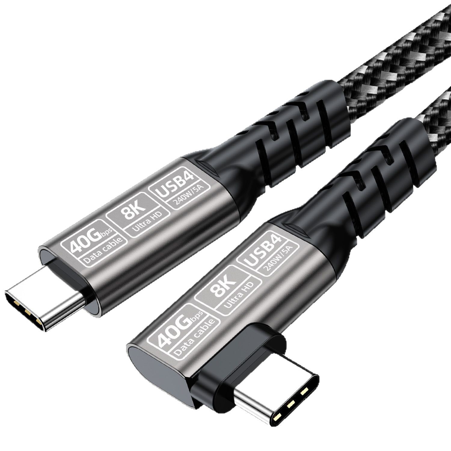 USB4 data cable 90-degree elbow type ctoc8k screen projection 40Gbps transmission 240W fast charging compatible with Thunderbolt 4 Item Picture