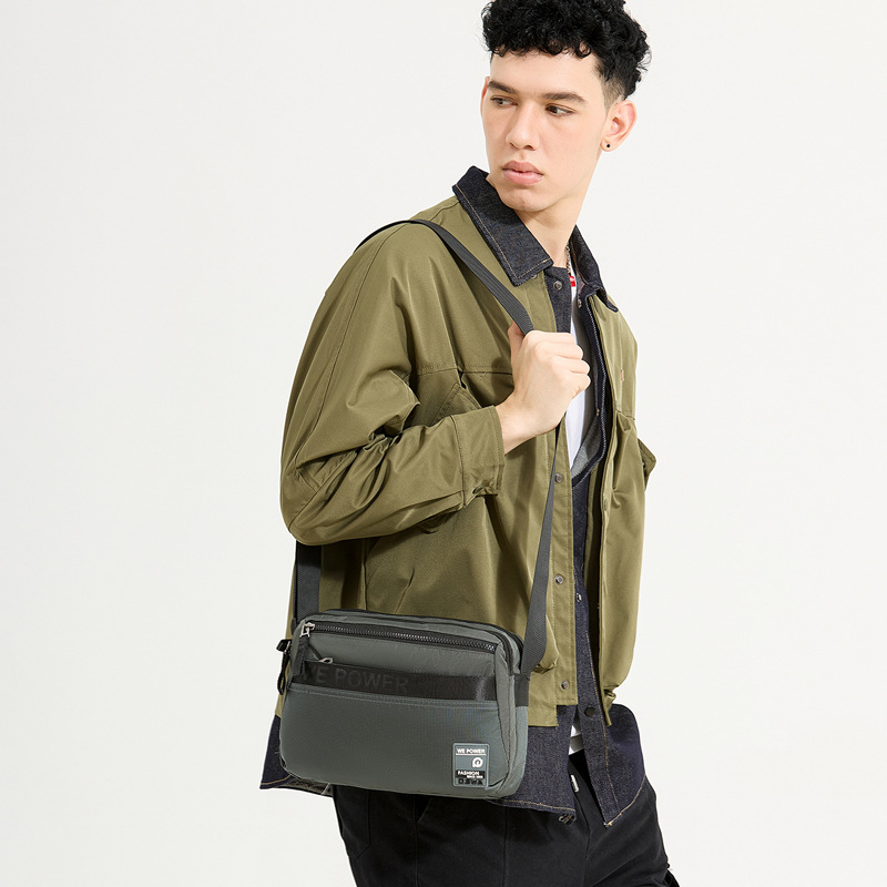 WEPOWER's new trendy casual single-shoulder bag, men's crossbody bag, lightweight single-shoulder small square bag, simple crossbody bag Specification drawing