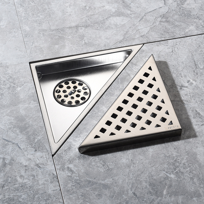 Cross-border bathroom, 304 stainless steel invisible floor drain, tiled anti-odor bathroom, shower room, triangular wall drainage Application Scenario