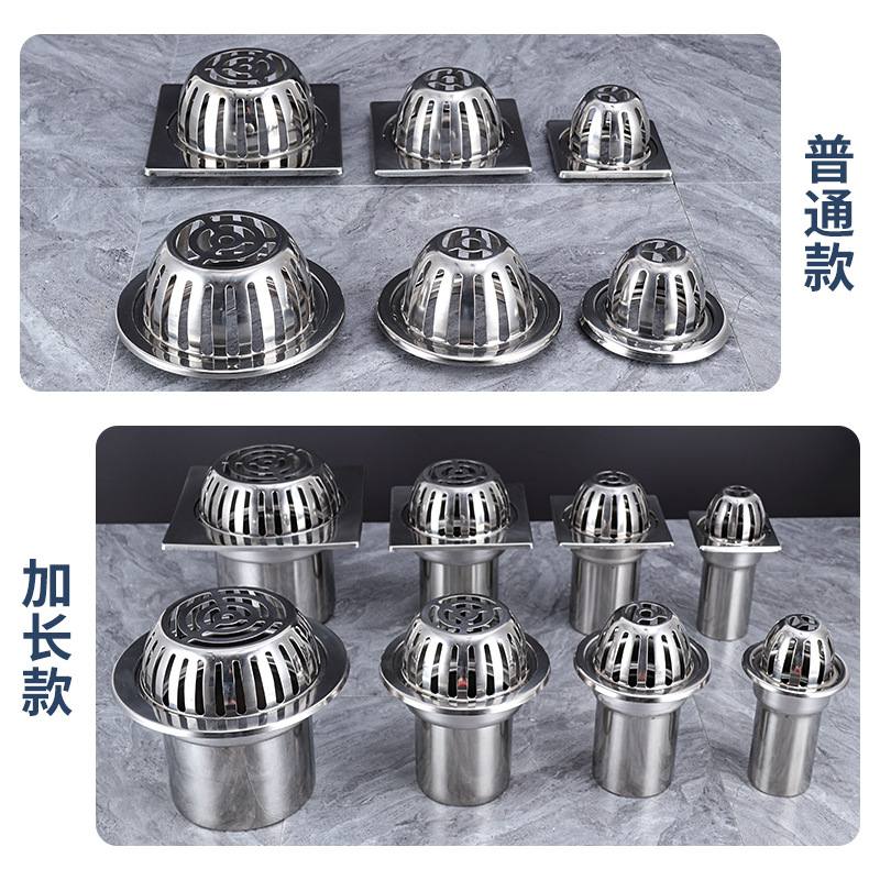 Stainless steel rooftop floor drain, gutter, roof rainwater trough, 87-type rainwater hopper, balcony downspout, 75/110/150 pipes details Picture