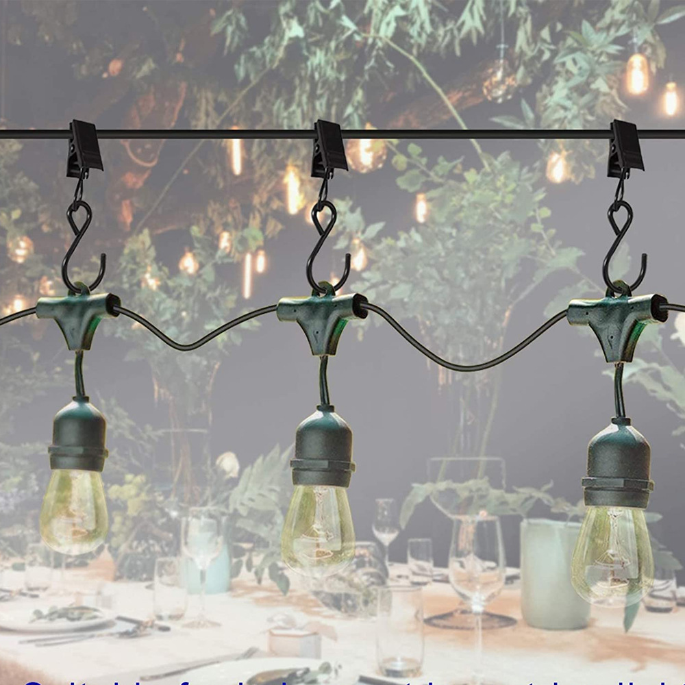 Cross-border best-selling black S-hooks with clips for hanging curtains, shower curtains, outdoor billboards and party lights Application Scenario