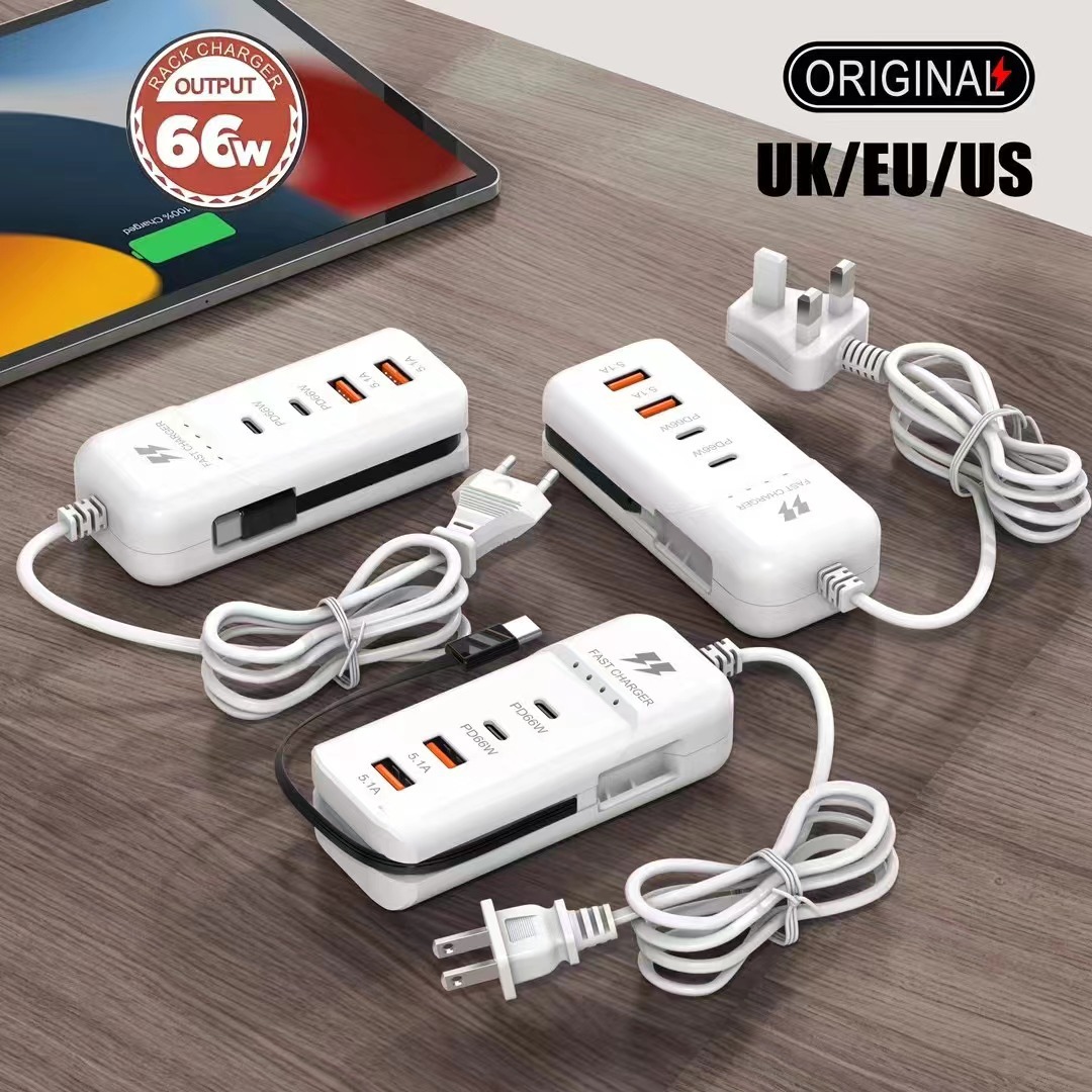New mobile phone charger, power strip, multi-port pd charger, type-c cable, universal usb extension cable, dual PD 5.1A Specification drawing
