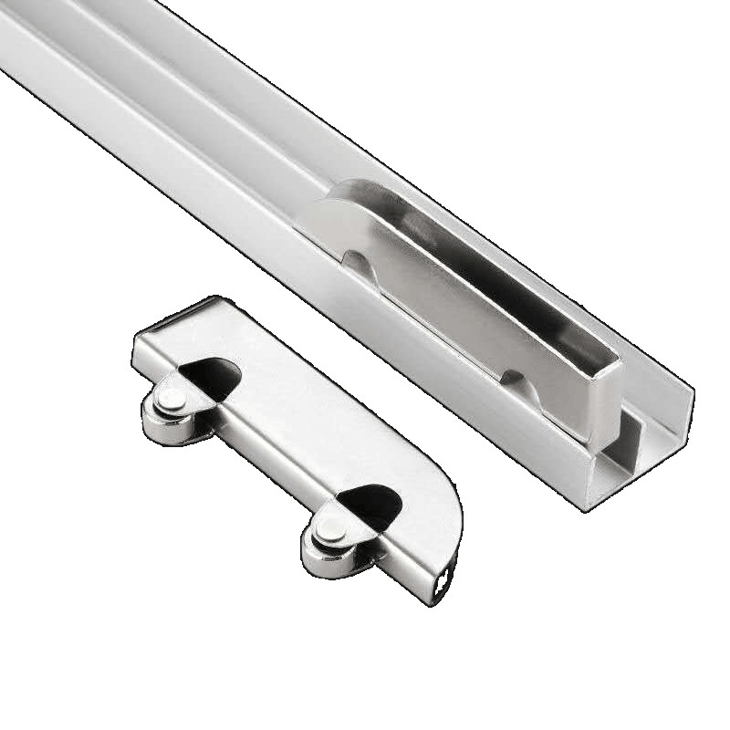 Wholesale of 5mm thickened glass sliding rails, mountain-shaped double-track sliding door wheels, bookcase and cabinet rails, cross-border Item Picture