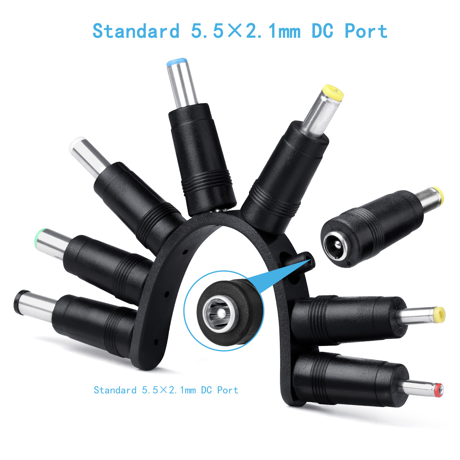 DC power cord USB to 5.5*2.1 multi-functional dc interchangeable plug USB to 5521 male 8-in-1 charging cable Application Scenario